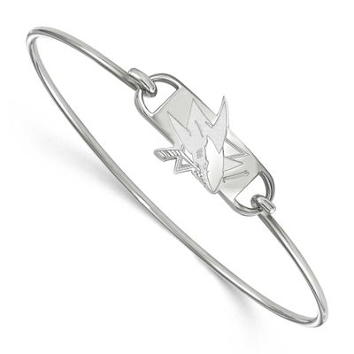NHL San Jose Sharks Small Center 7 Inch Wire Bangle Sterling Silver Rhodium-plated SS015SHA-7, UPC:…
