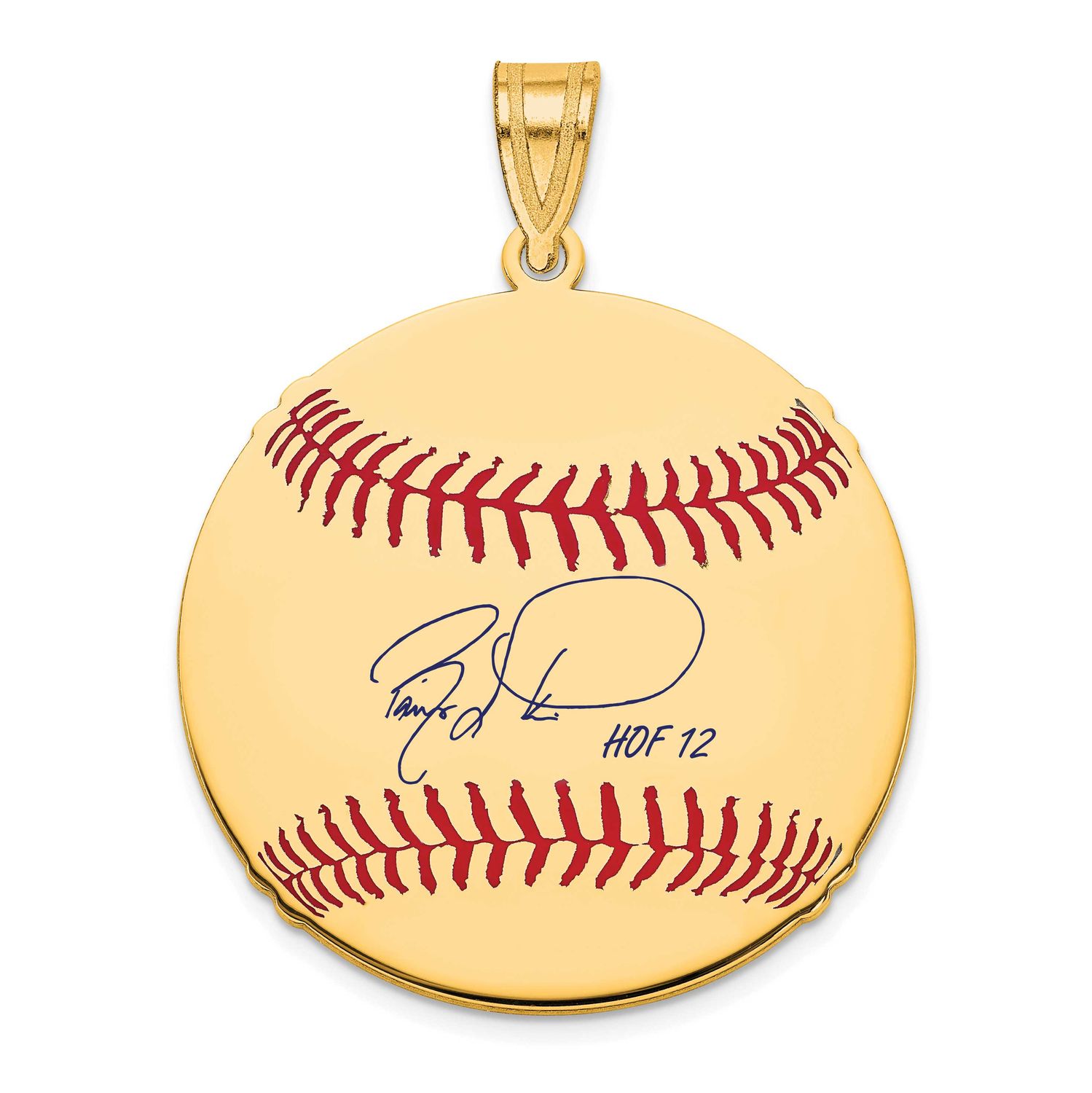 Barry Larkin Hall of Fame Signature Medium Epoxy Baseball Pendant 10k Gold 1YHF10BL12, UPC: