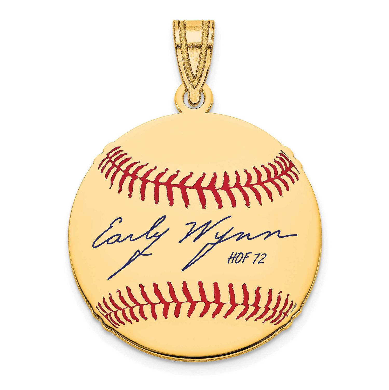 Early Wynn Hall of Fame Signature Small Epoxy Baseball Pendant Gold-plated Sterling Silver GPHF11EW…
