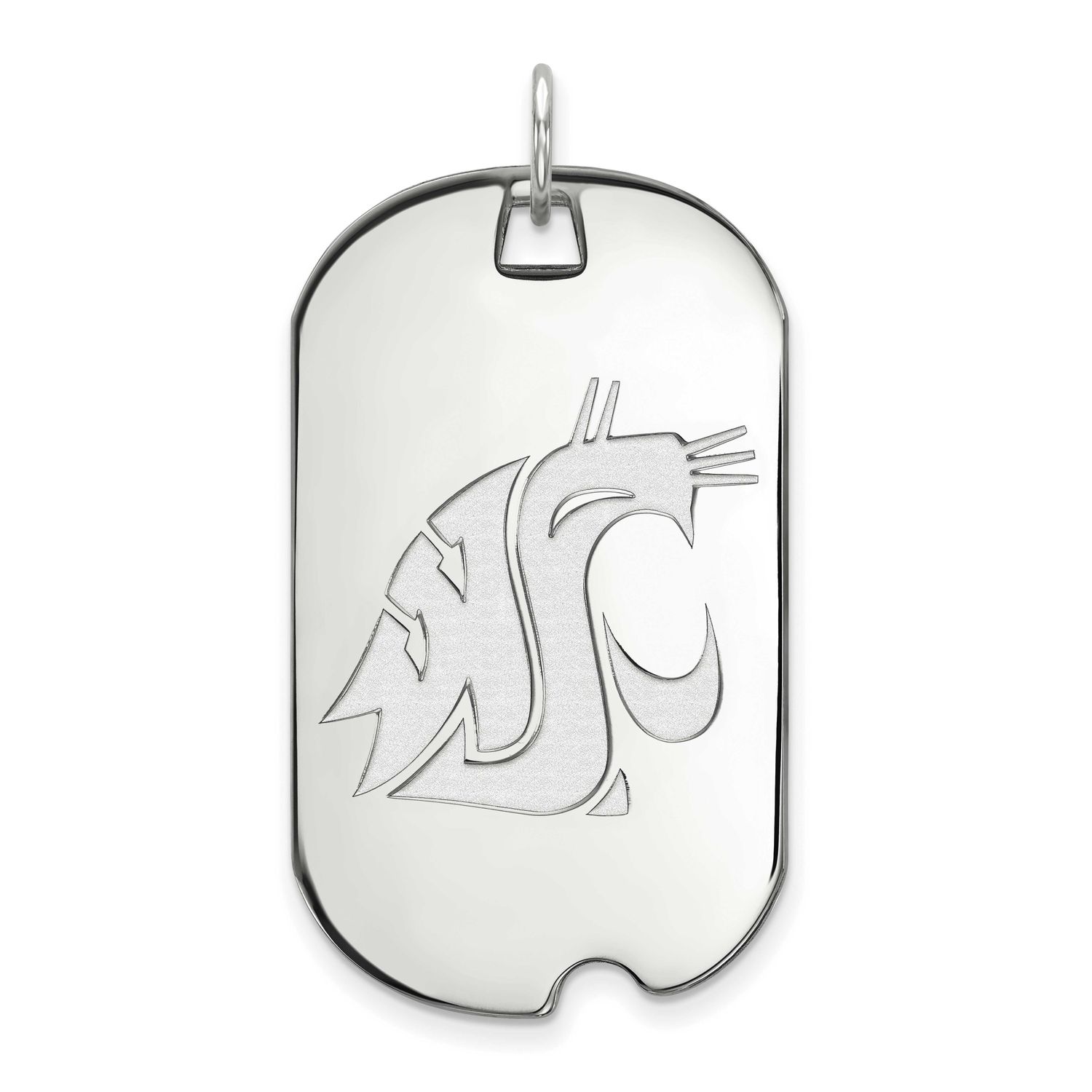 Washington State University Cougar Large Dog Tag Pendant Sterling Silver Rhodium-plated SS021WAS, U…