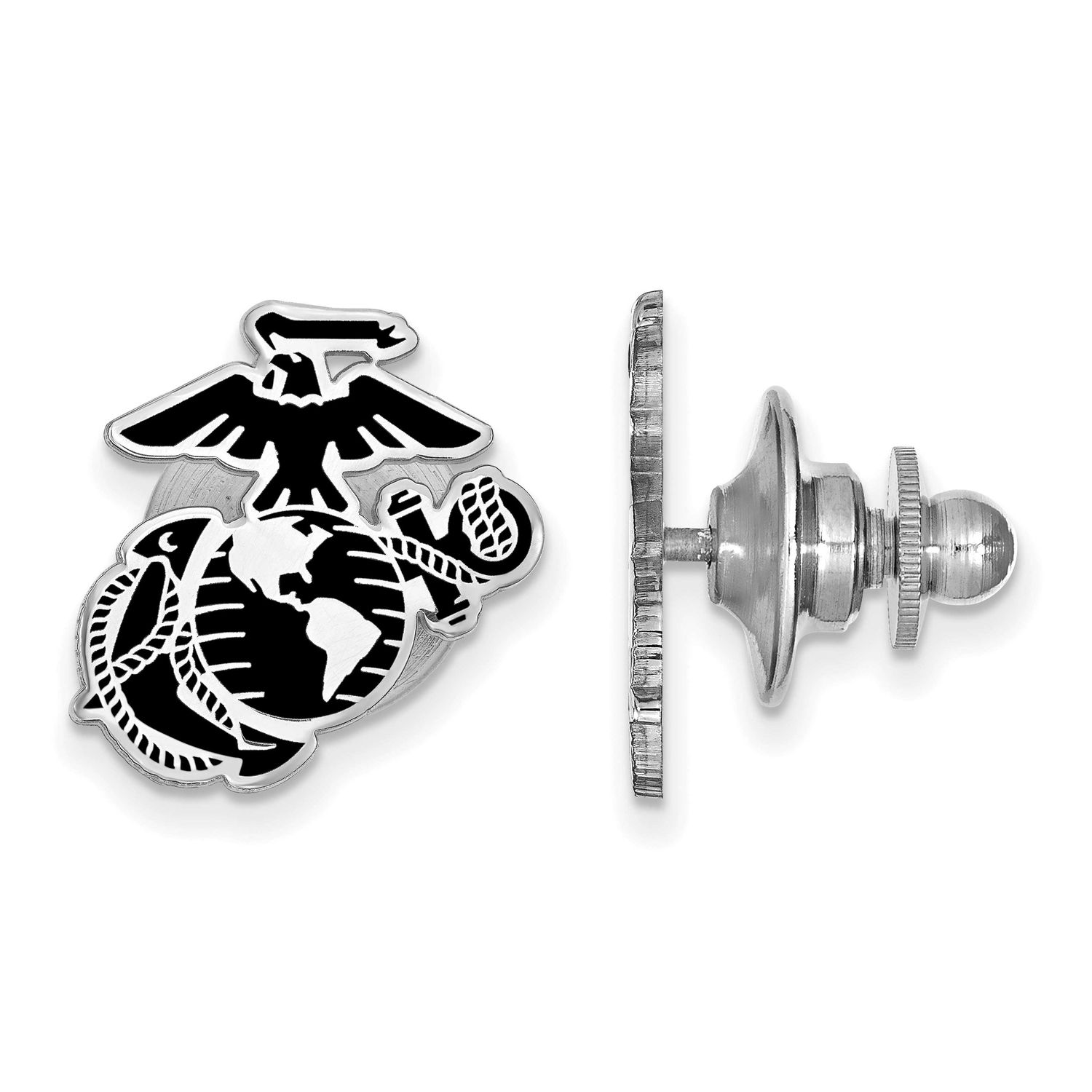 U.S. Marine Corps Epoxied Lapel Pin Sterling Silver Rhodium-plated SS025USMC, UPC: 191101485237