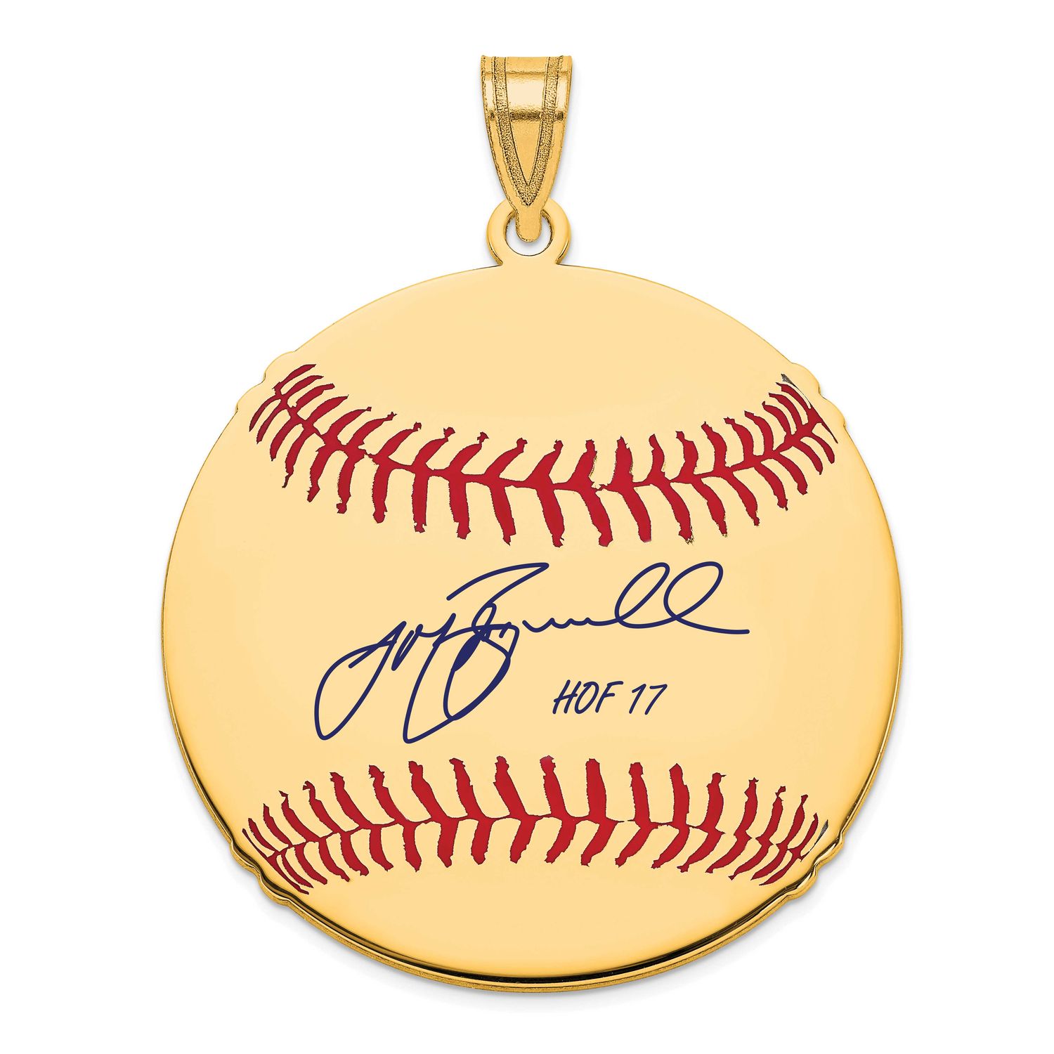 Jeff Bagwell Hall of Fame Signature Large Epoxy Baseball Pendant 10k Gold 1YHF02JB17, UPC: