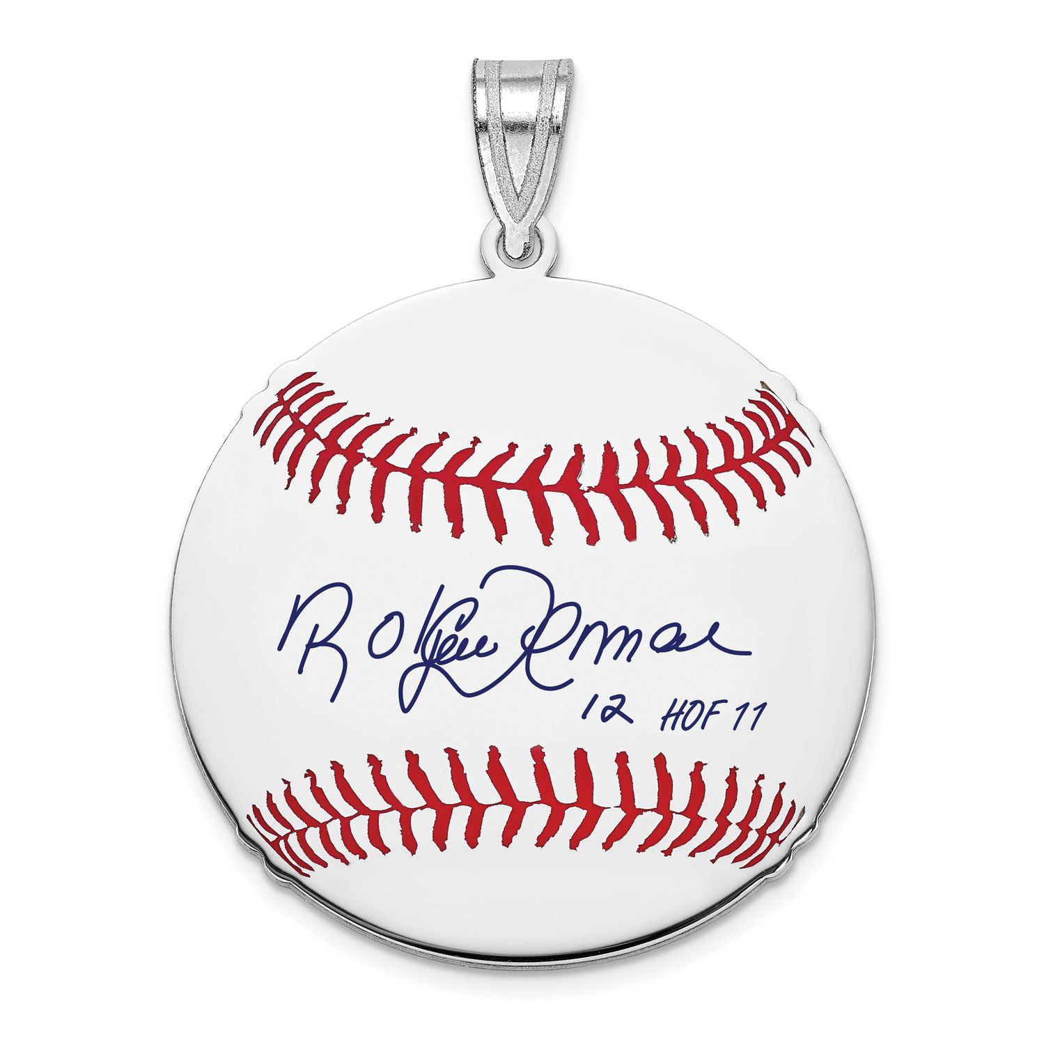 Roberto Alomar Hall of Fame Signature Medium Epoxy Baseball Pendant Sterling Silver SSHF10RA11, UPC:
