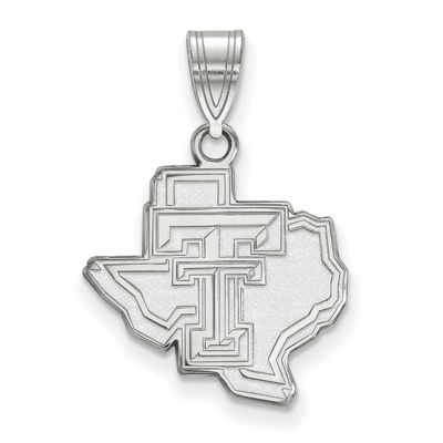 Texas Tech University State Outline Medium Pendant Sterling Silver Rhodium-plated SS045TXT, UPC: 88…