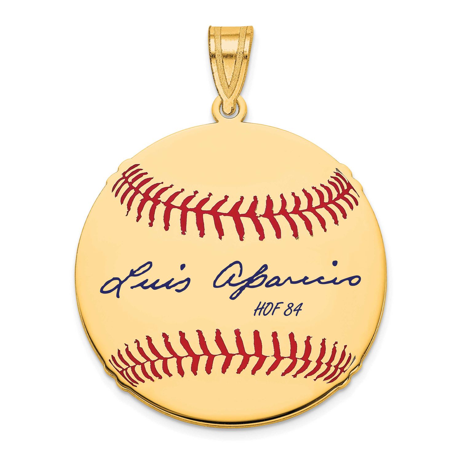 Luis Aparicio Hall of Fame Signature Medium Epoxy Baseball Pendant Gold-plated Sterling Silver GPHF…