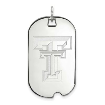 Texas Tech University T-T Large Dog Tag Pendant 14k White Gold 4W028TXT, UPC: 886774845654