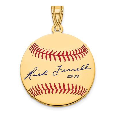 Rick Ferrell Hall of Fame Signature Small Epoxy Baseball Pendant Gold-plated Sterling Silver GPHF11…