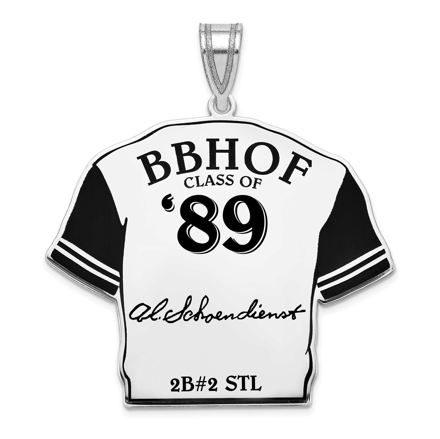 Red Schoendienst Hall of Fame Signature Epoxy Jersey Pendant Sterling Silver SSHF01RS89, UPC:
