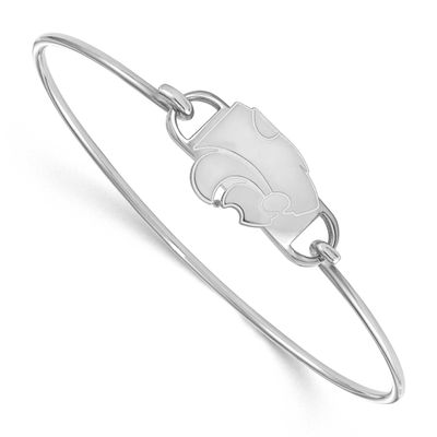 Kansas State University Wildcat Small Center 7 Inch Wire Bangle Sterling Silver Rhodium-plated SS02…