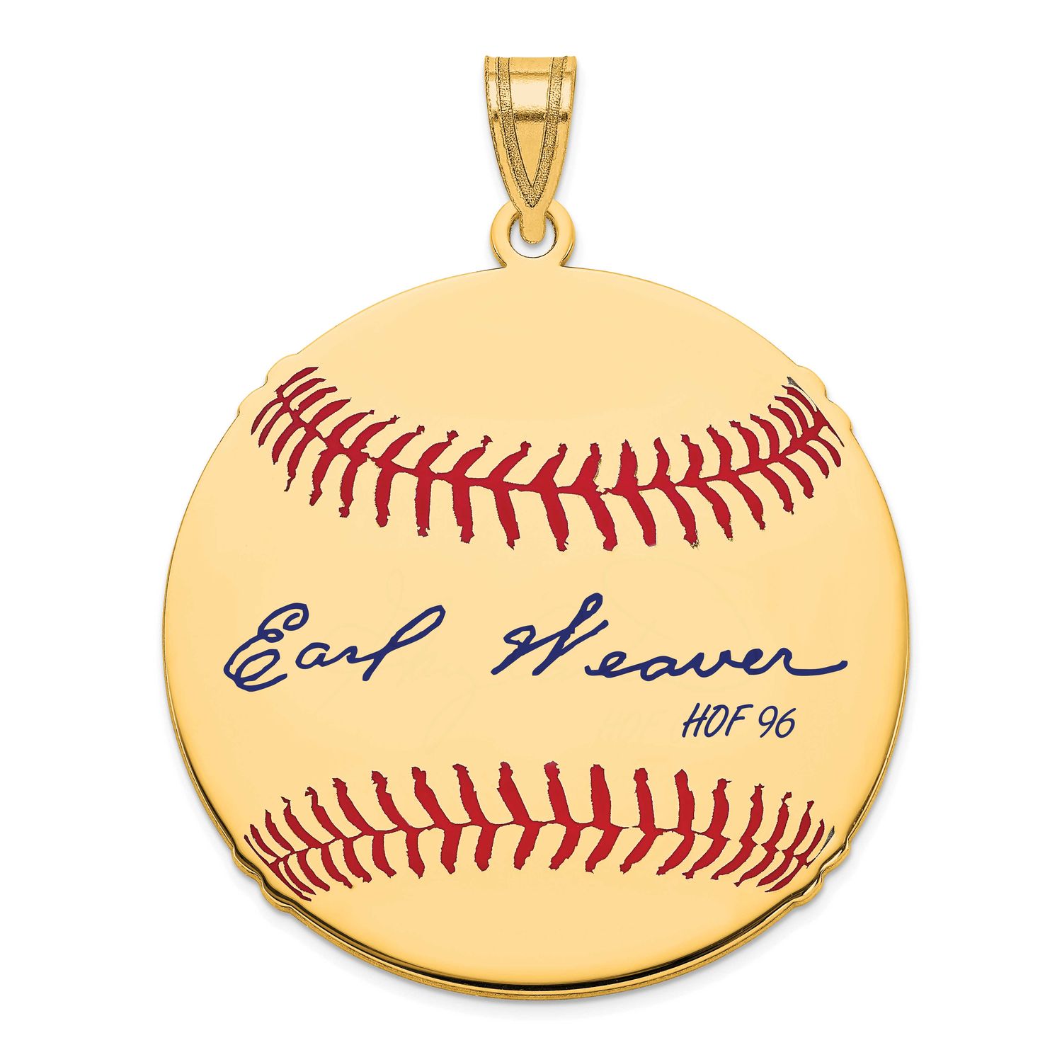 Earl Weaver Hall of Fame Signature Large Epoxy Baseball Pendant Gold-plated Sterling Silver GPHF02E…