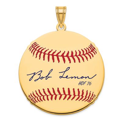 Bob Lemon Hall of Fame Signature Large Epoxy Baseball Pendant 10k Gold 1YHF02BL76, UPC: