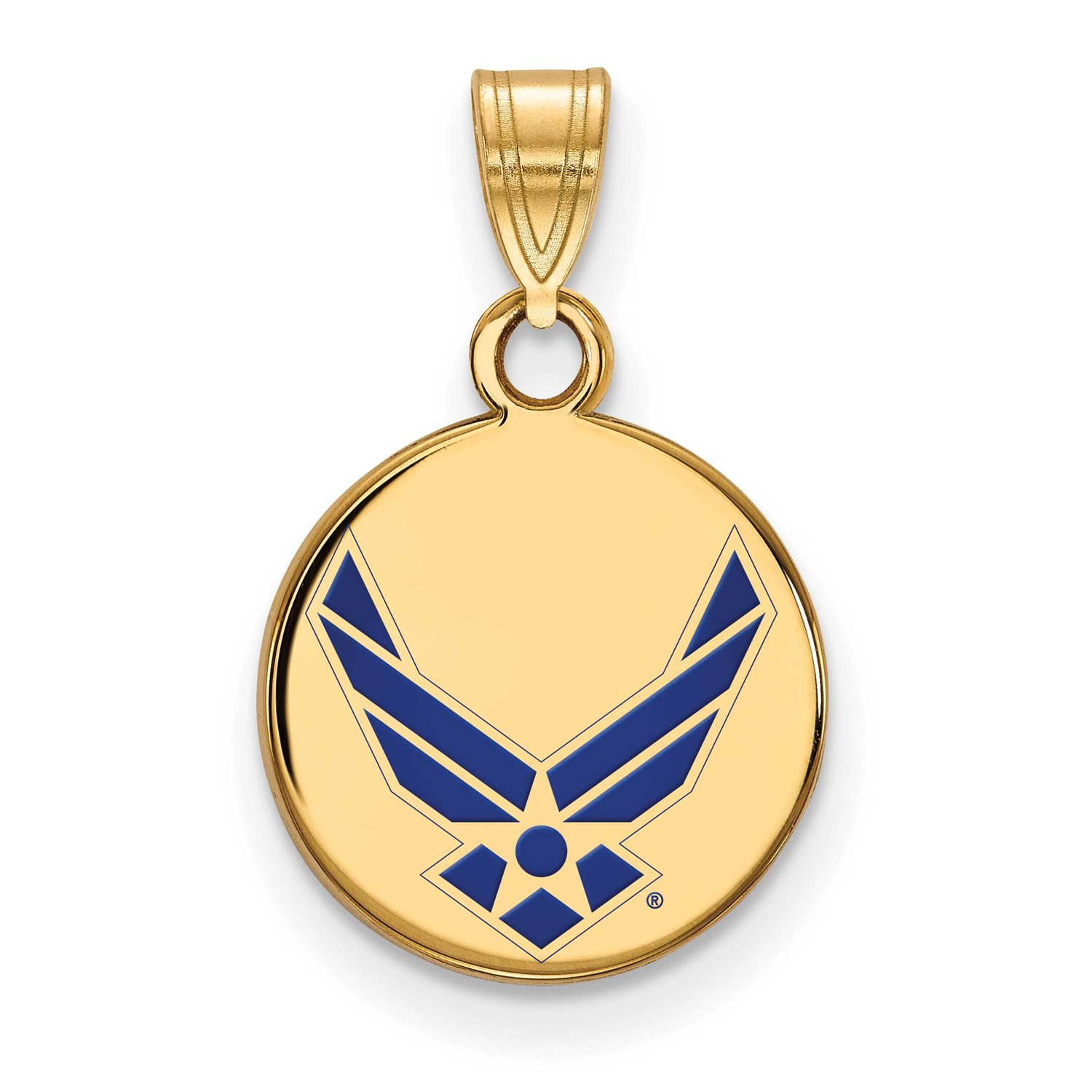 U.S. Air Force Small Enameled Disc Pendant Gold-plated Sterling Silver GP029USAF, UPC: 191101215131