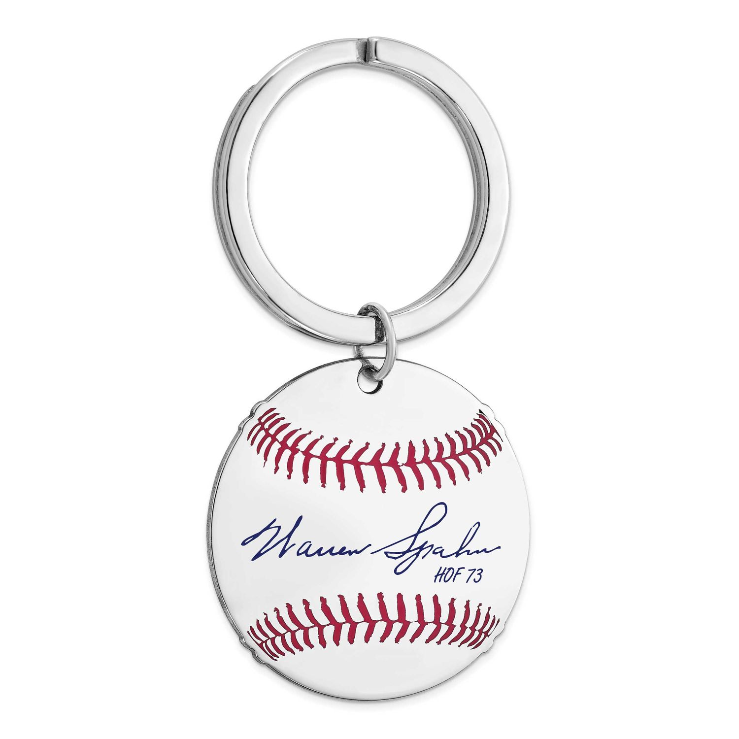 Warren Spahn Hall of Fame Signature Epoxy Baseball Keychain Sterling Silver SSHF03WS73, UPC: