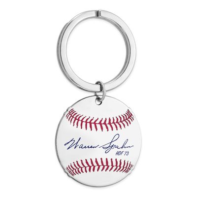 Warren Spahn Hall of Fame Signature Epoxy Baseball Keychain Sterling Silver SSHF03WS73, UPC: