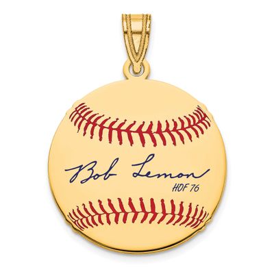 Bob Lemon Hall of Fame Signature Small Epoxy Baseball Pendant 10k Gold 1YHF11BL76, UPC: