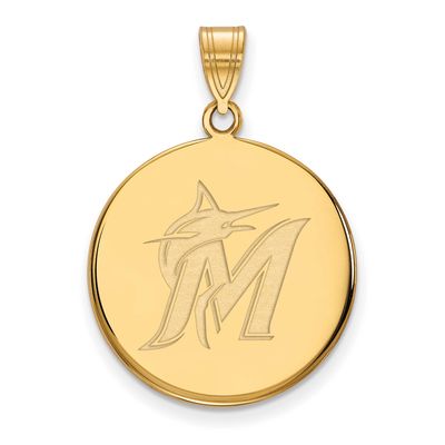 MLB Miami Marlins Letter M And Marlin Large Disc Pendant 10k Gold 1Y016MIN, UPC: 886774810225