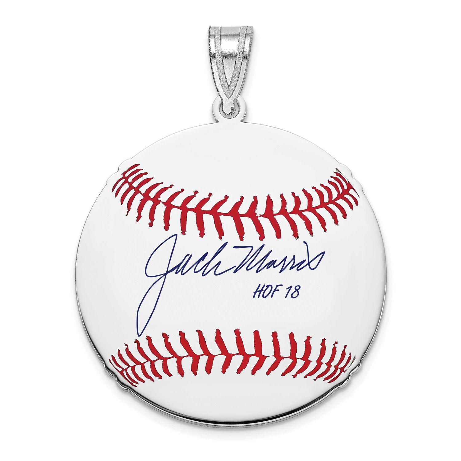 Jack Morris Hall of Fame Signature Medium Epoxy Baseball Pendant Sterling Silver SSHF10JM18, UPC: