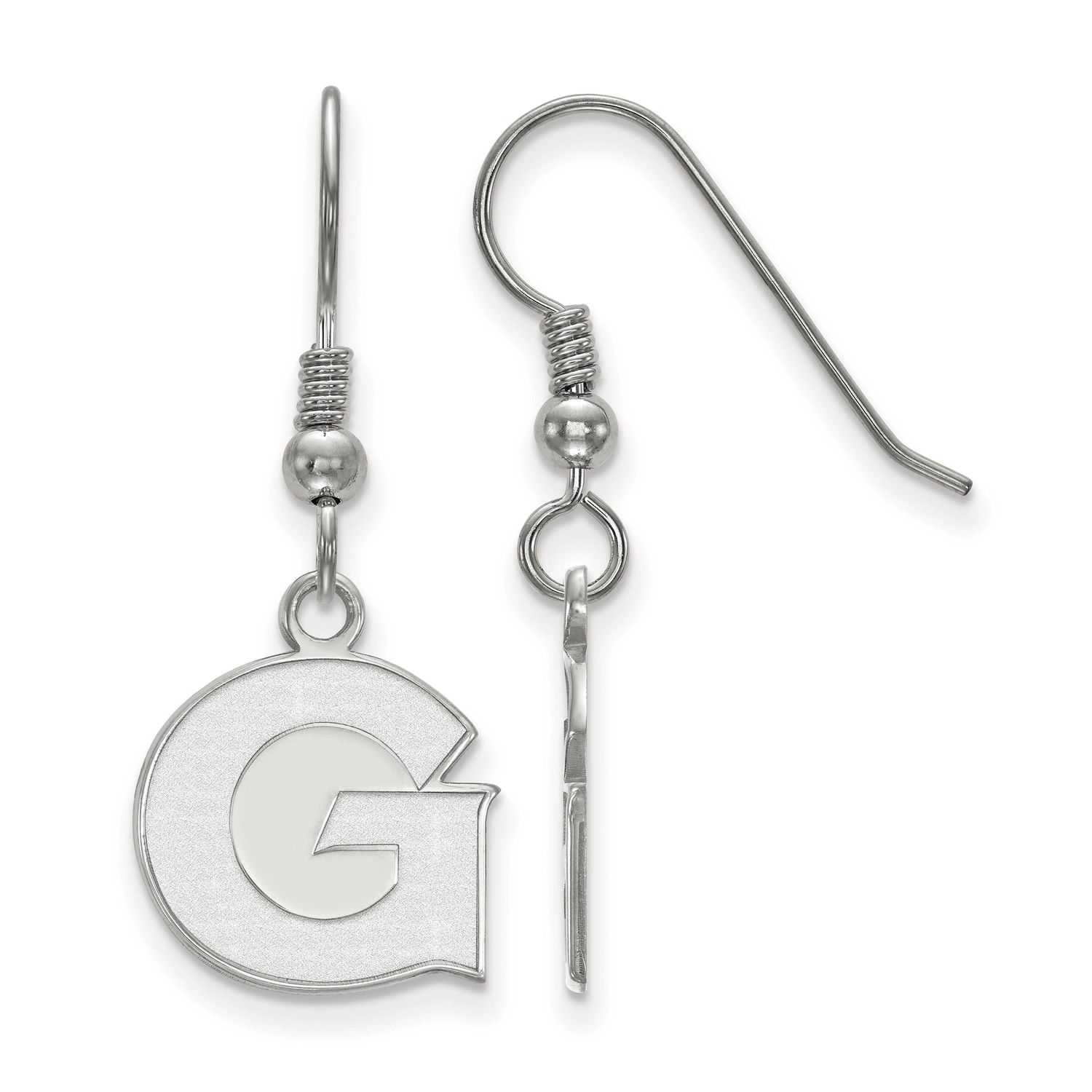 Georgetown University Letter G Small Dangle Wire Earrings Sterling Silver Rhodium-plated SS003GC, U…