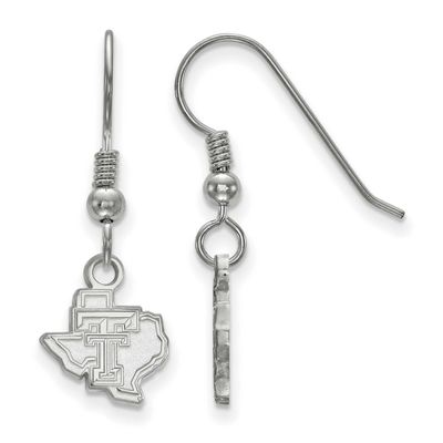 Texas Tech University State Outline Extra Small Dangle Wire Earrings Sterling Silver Rhodium-plated…