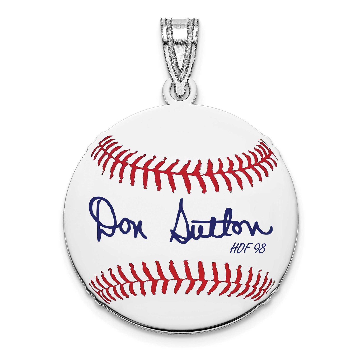 Don Sutton Hall of Fame Signature Small Epoxy Baseball Pendant Sterling Silver SSHF11DS98, UPC: