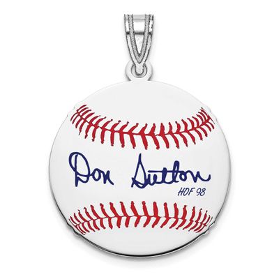 Don Sutton Hall of Fame Signature Small Epoxy Baseball Pendant Sterling Silver SSHF11DS98, UPC: