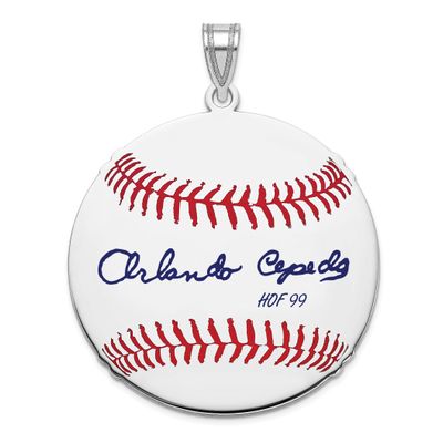 Orlando Cepeda Hall of Fame Signature Large Epoxy Baseball Pendant Sterling Silver SSHF02OC99, UPC: