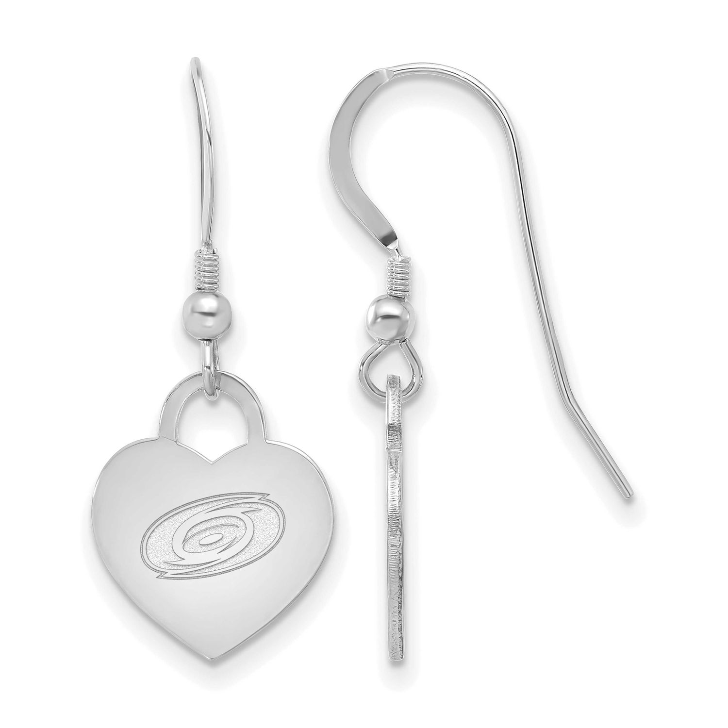 NHL Carolina Hurricanes Heart Dangle Earrings Sterling Silver Rhodium-plated SS128HUR, UPC: 1969041…