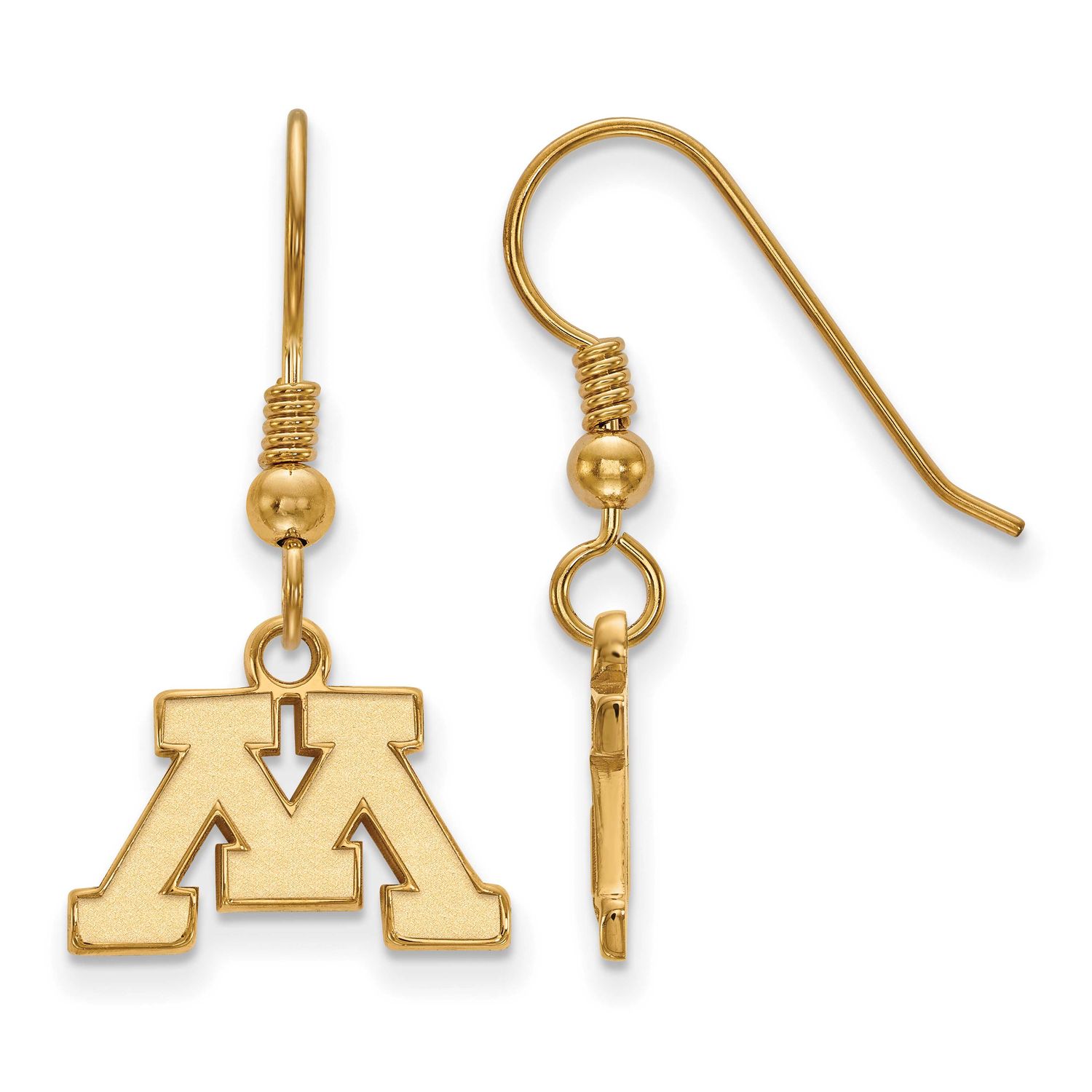 University of Minnesota Letter M Extra Small Dangle Wire Earrings Gold-plated Sterling Silver GP005…