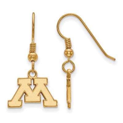 University of Minnesota Letter M Extra Small Dangle Wire Earrings Gold-plated Sterling Silver GP005…
