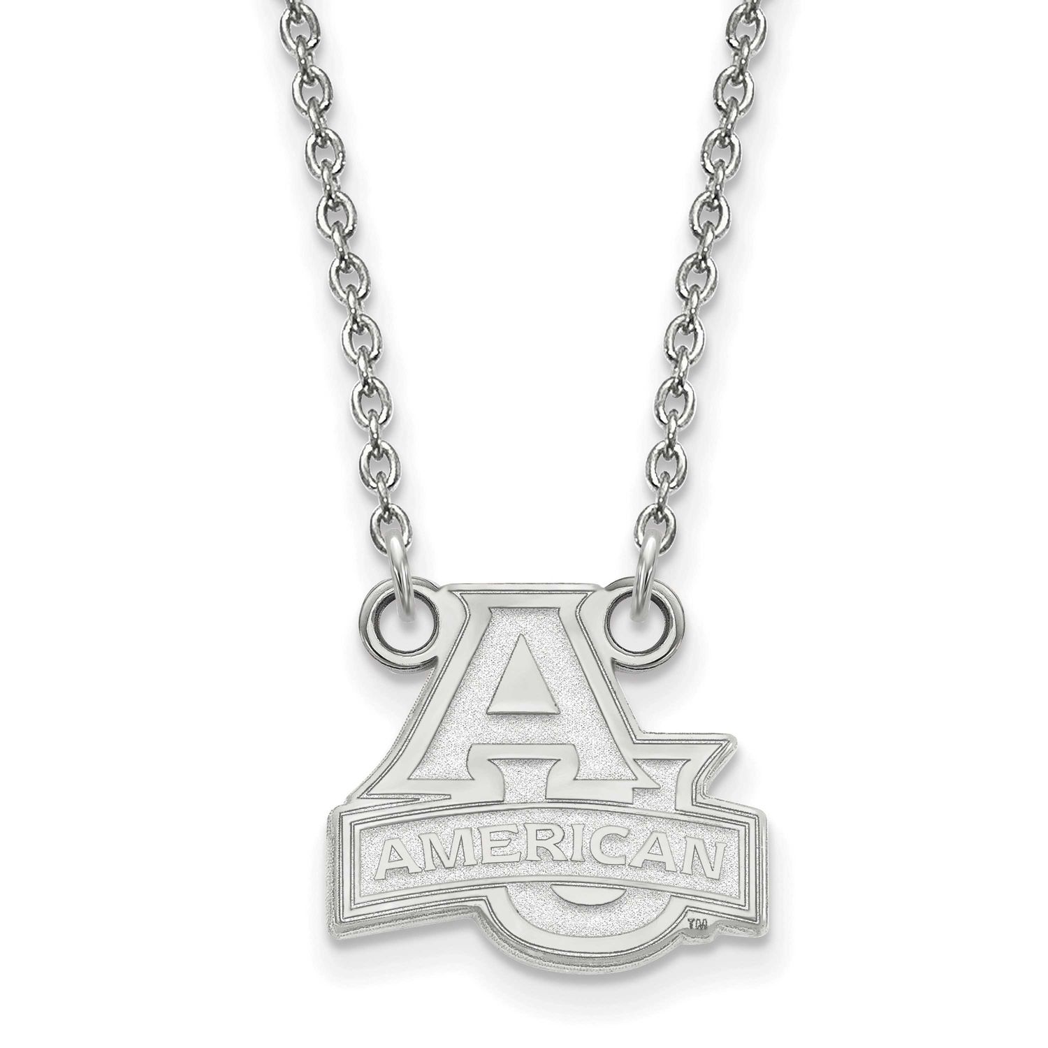American University Small Pendant 18 Inch Necklace Sterling Silver Rhodium-plated SS002AMU-18, UPC:…