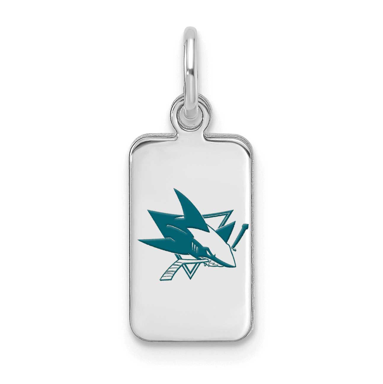 NHL San Jose Sharks Enamel Tag Pendant Sterling Silver Rhodium-plated SS126SHA, UPC: 196904184509