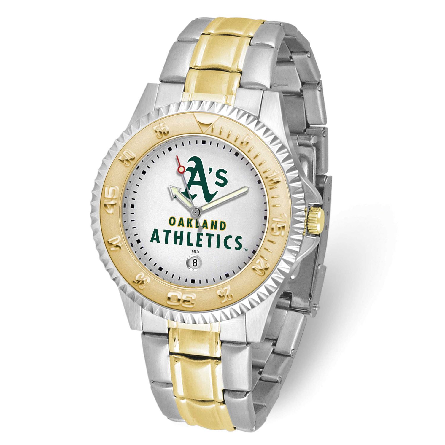Gametime MLB Oakland A&#39;S Competitor Two-Tone Quartz Watch with Date Stainless Steel XWM3318, UPC: 8…