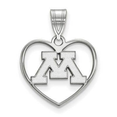 University of Minnesota Letter M Heart Pendant Sterling Silver Rhodium-plated SS013UMN, UPC: 886774…