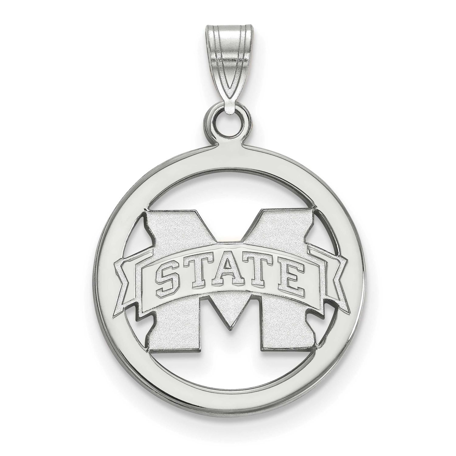 Mississippi State University Med Pendant In Circle Sterling Silver Rhodium-plated SS033MSS, UPC: 88…