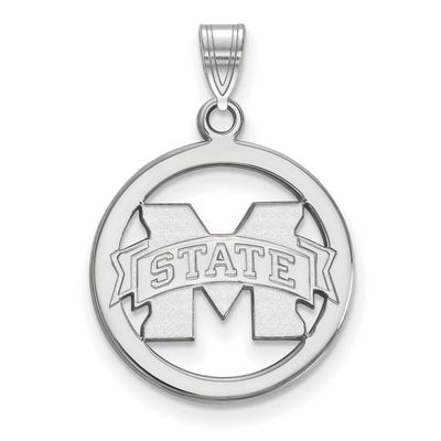 Mississippi State University Med Pendant In Circle Sterling Silver Rhodium-plated SS033MSS, UPC: 88…