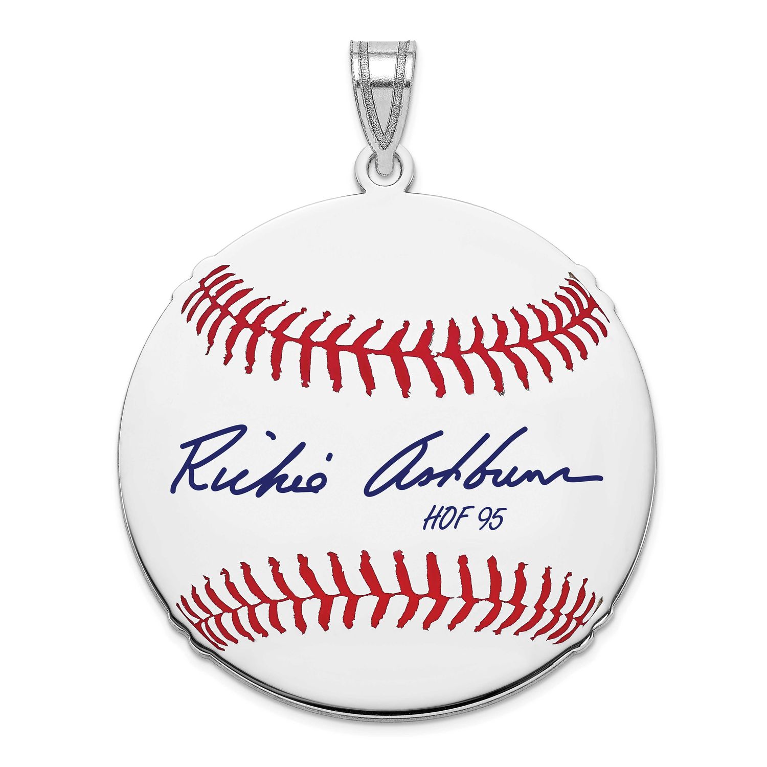 Richie Ashburn Hall of Fame Signature Large Epoxy Baseball Pendant Sterling Silver SSHF02RA95, UPC: