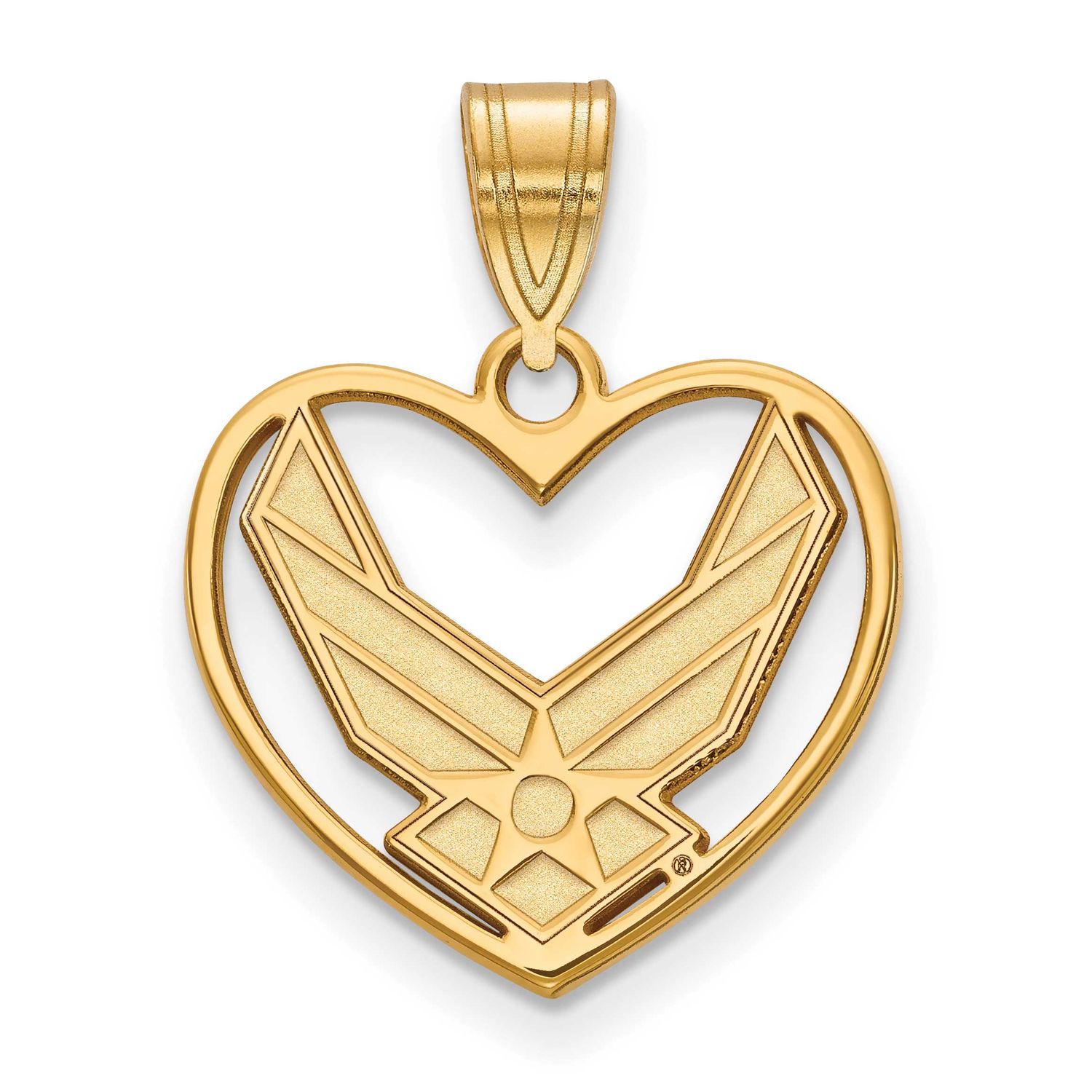 U.S. Air Force Heart Pendant Gold-plated Sterling Silver GP016USAF, UPC: 191101123641