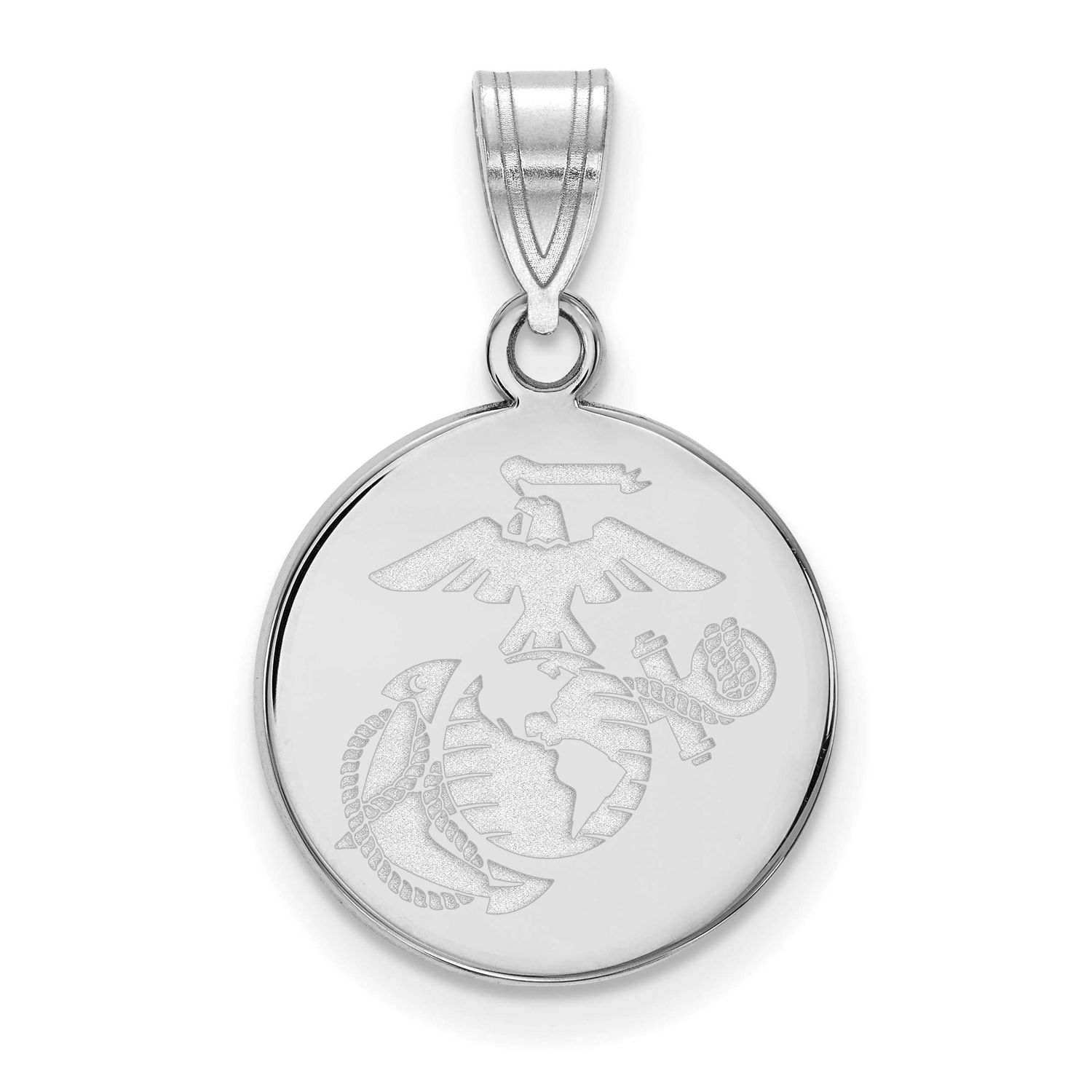 Medium U.S. Marine Corps Disc Pendant Sterling Silver Rhodium-plated SS005USMC, UPC: 191101484131