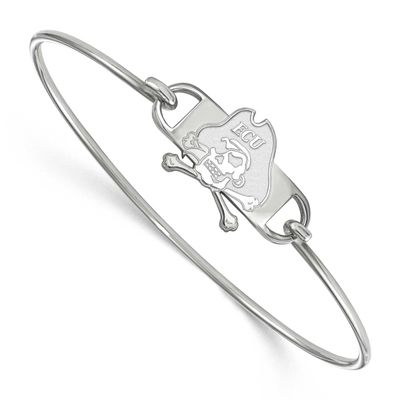 East Carolina University Pirate Small Center 7 Inch Wire Bangle Sterling Silver Rhodium-plated SS01…