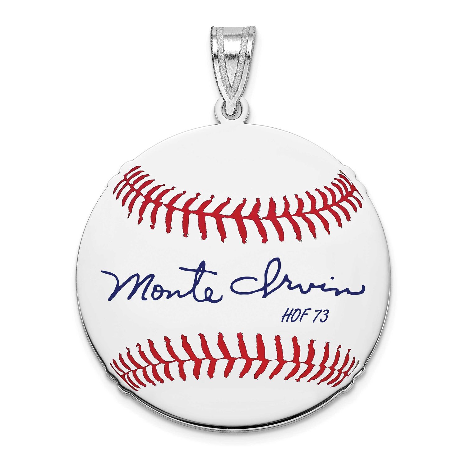 Monte Irvin Hall of Fame Signature Medium Epoxy Baseball Pendant Sterling Silver SSHF10MI73, UPC: