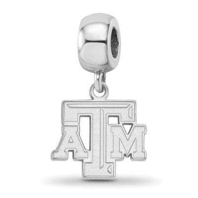 Texas A And M University T-A-M Small Dangle Bead Charm Sterling Silver Rhodium-plated SS030TAM, UPC…