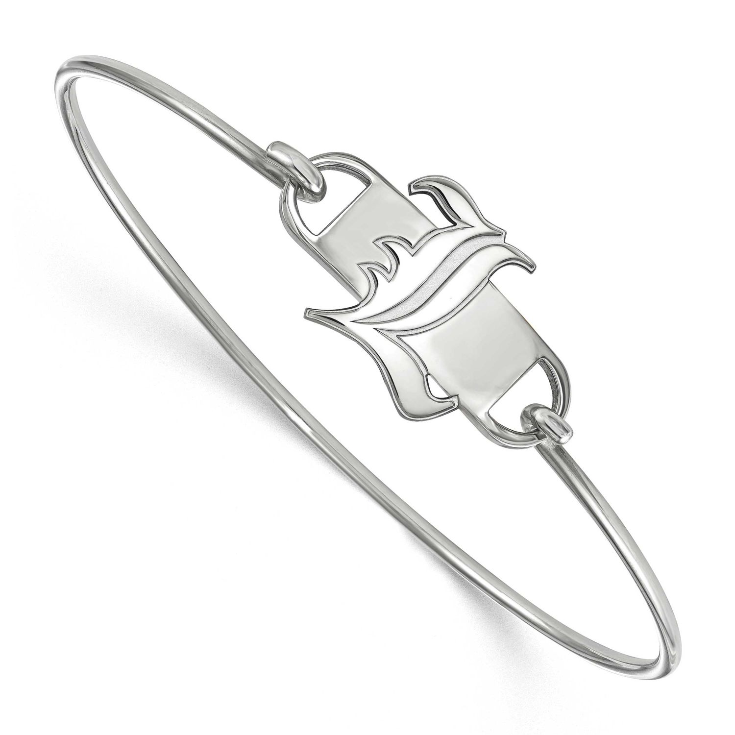 University of Louisville Letter L Small Center 7 Inch Wire Bangle Sterling Silver Rhodium-plated SS…