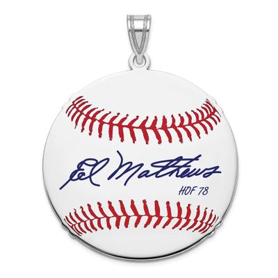 Eddie Mathews Hall of Fame Signature Large Epoxy Baseball Pendant Sterling Silver SSHF02EM78, UPC: