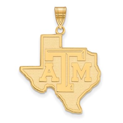 Texas A And M University State Outline Extra Large Pendant Gold-plated Sterling Silver GP073TAM, UP…