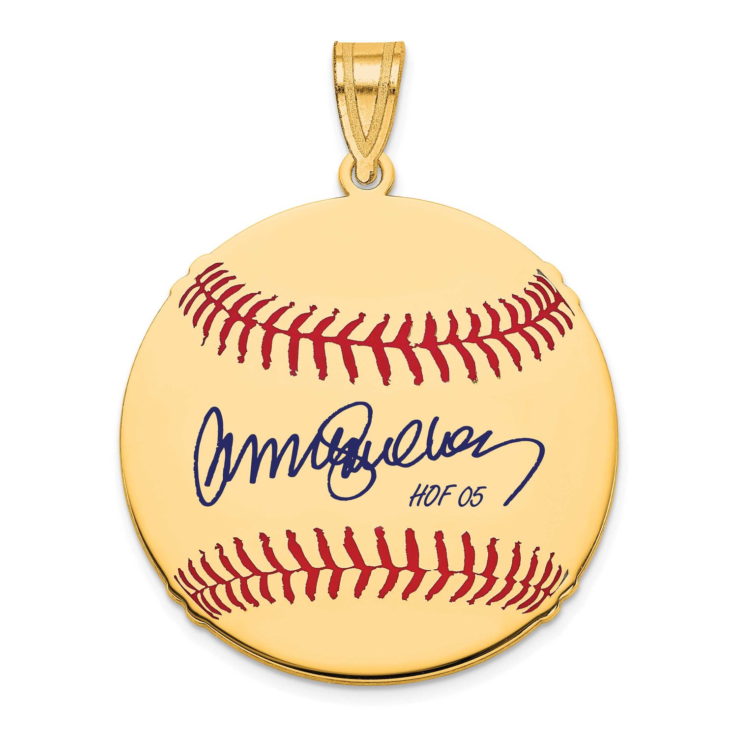 Ryne Sandberg Hall of Fame Signature Medium Epoxy Baseball Pendant 10k Gold 1YHF10RS05, UPC: