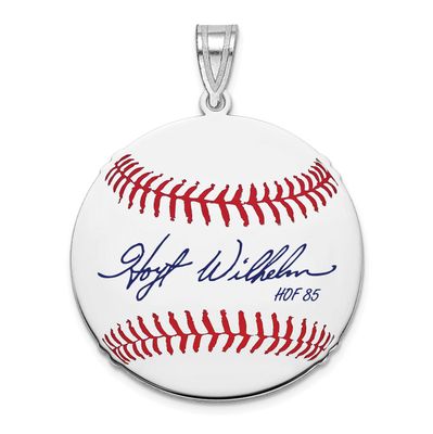 Hoyt Wilhelm Hall of Fame Signature Medium Epoxy Baseball Pendant Sterling Silver SSHF10HW85, UPC: