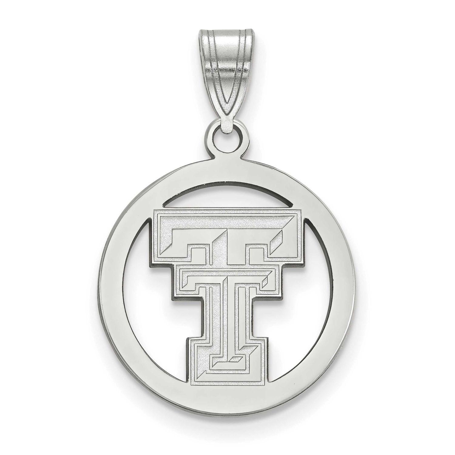 Texas Tech University T-T Medium Circle Pendant Sterling Silver Rhodium-plated SS033TXT, UPC: 88677…