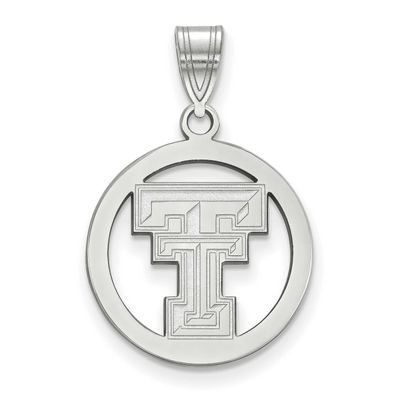 Texas Tech University T-T Medium Circle Pendant Sterling Silver Rhodium-plated SS033TXT, UPC: 88677…