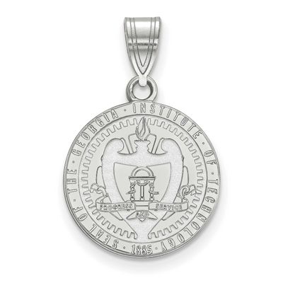 Georgia Institute of Technology Medium Crest Pendant 14k White Gold 4W055GT, UPC: 191101779763