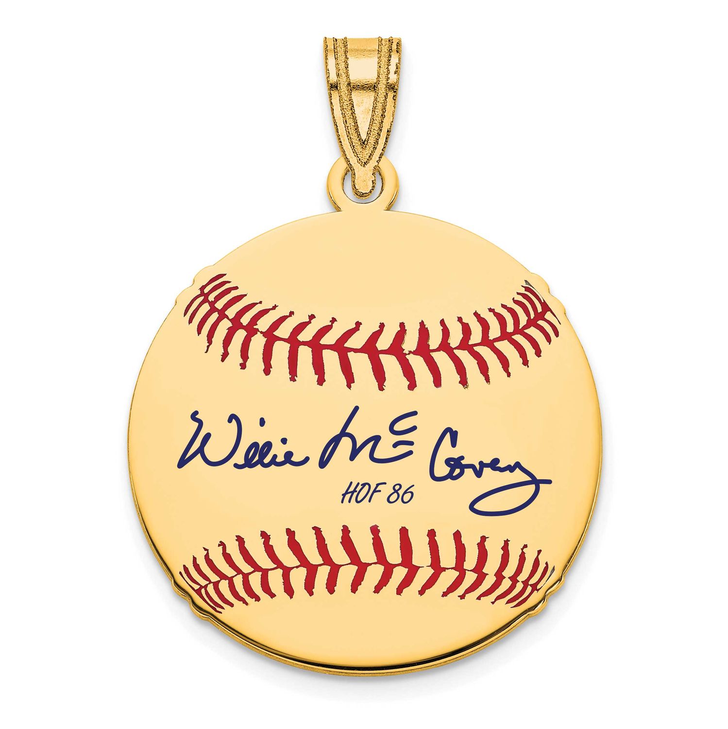 Willie Mccovey Hall of Fame Signature Small Epoxy Baseball Pendant 10k Gold 1YHF11WM86, UPC: